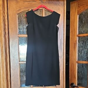 MM LaFleur Black Cap-Sleeve Midi Sheath Dress